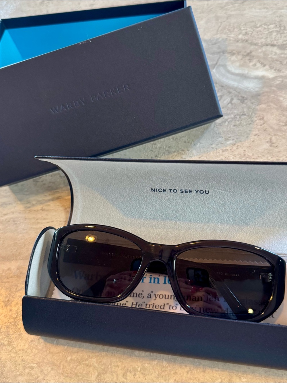 Warby Parker Anju Black Crystal Sunglasses - Like NEW - Polarized